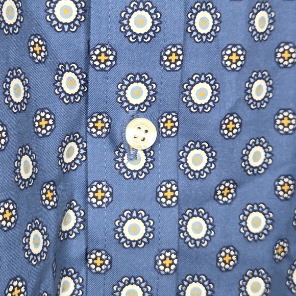 Lands End Traditional Fit No Iron Twill Mens Geo Print Button Shirt 15 - 15 1/2 - Picture 8 of 15